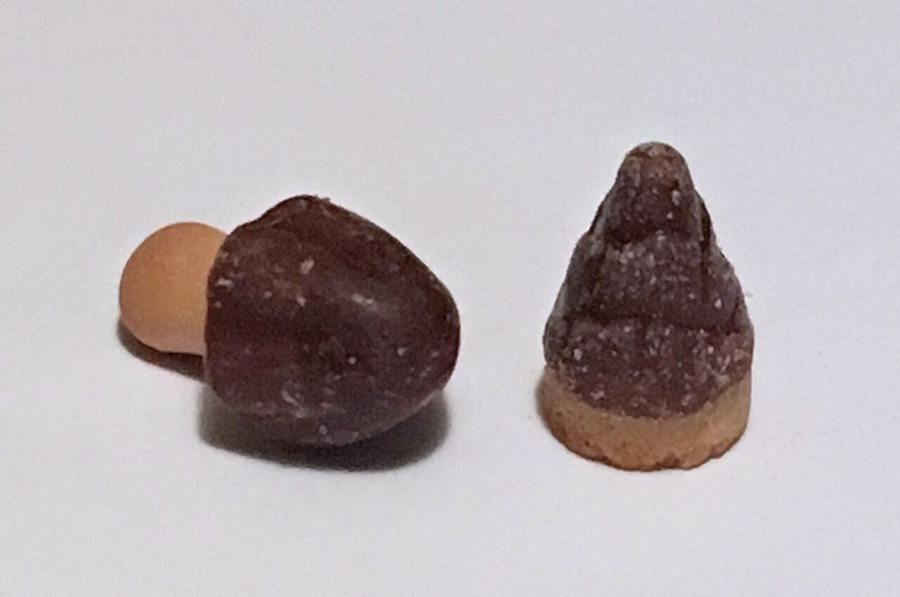 左がきのこの山、右がたけのこの里。軸のクラッカーと、型焼きのクッキー生地。(Photo: CC0, via Wikimedia Commons)