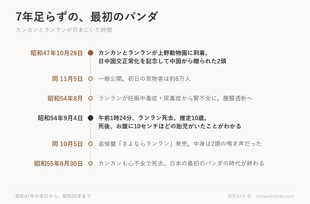 カンカンとランランが日本にいた7年足らず。来日から2頭の死まで。